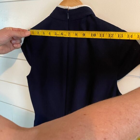 J.Crew 2P White Trim Bow Navy Dress - Office - Mid- Brunch Event Date night - Picture 8 of 11